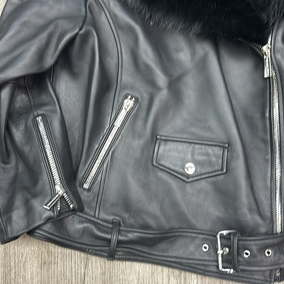 Michael Kors
Women's Faux-Fur-Trim Leather Moto Coat - Picture 6 of 8